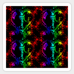 Rainbow Hearts With Black Background Sticker